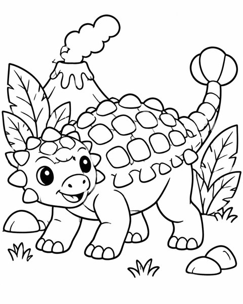 Armored Dinosaur Adventure coloring page