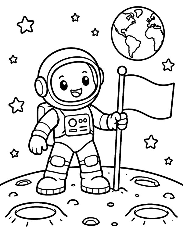 Astronaut on the Moon coloring page
