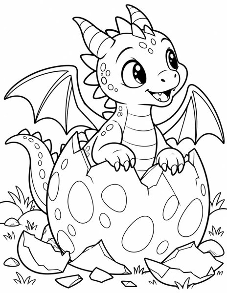 Baby Dragon Hatching coloring page