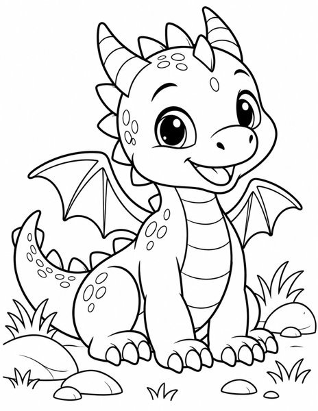 Baby Dragon Sitting coloring page