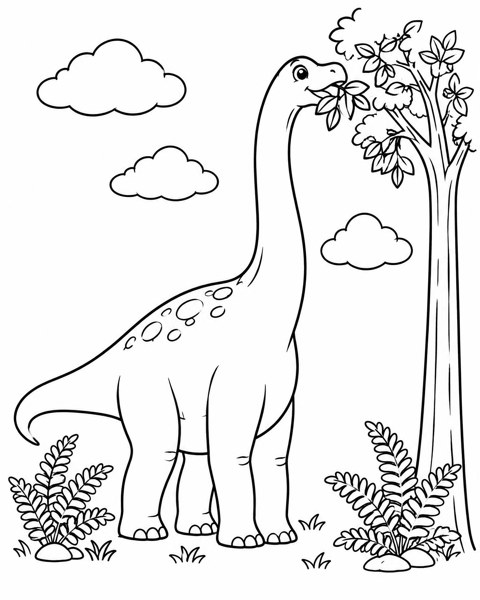 Brachiosaurus Leafy Lunch coloring page