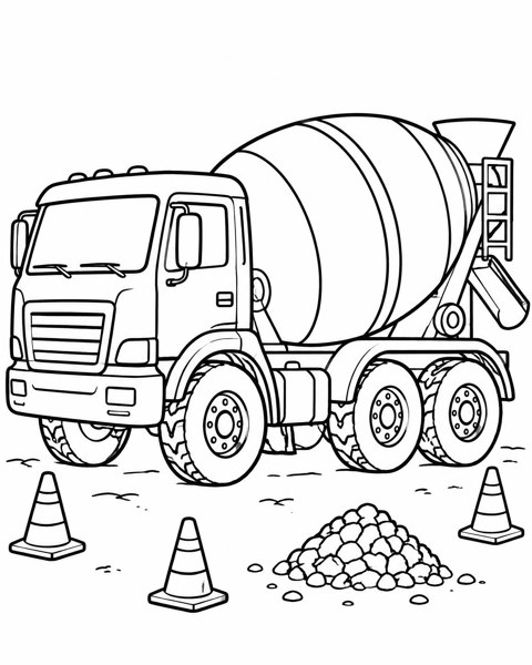 Cement Mixer at Work coloring page