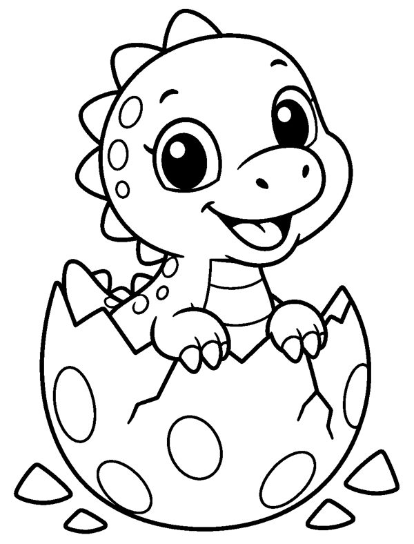 Dinosaur Hatching from Egg coloring page