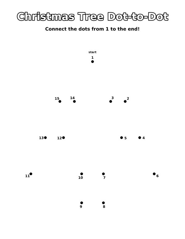 Christmas Tree Dot-to-Dot coloring page