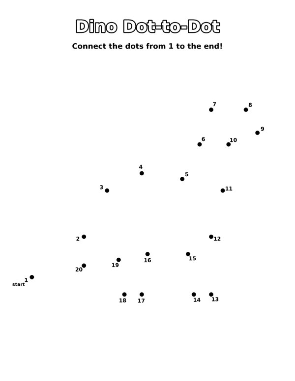 Dino Dot-to-Dot coloring page