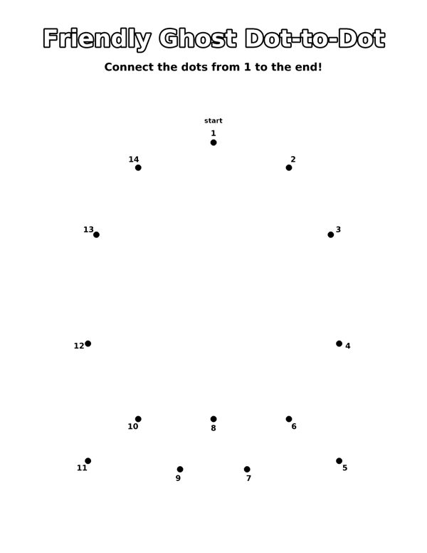 Friendly Ghost Dot-to-Dot coloring page
