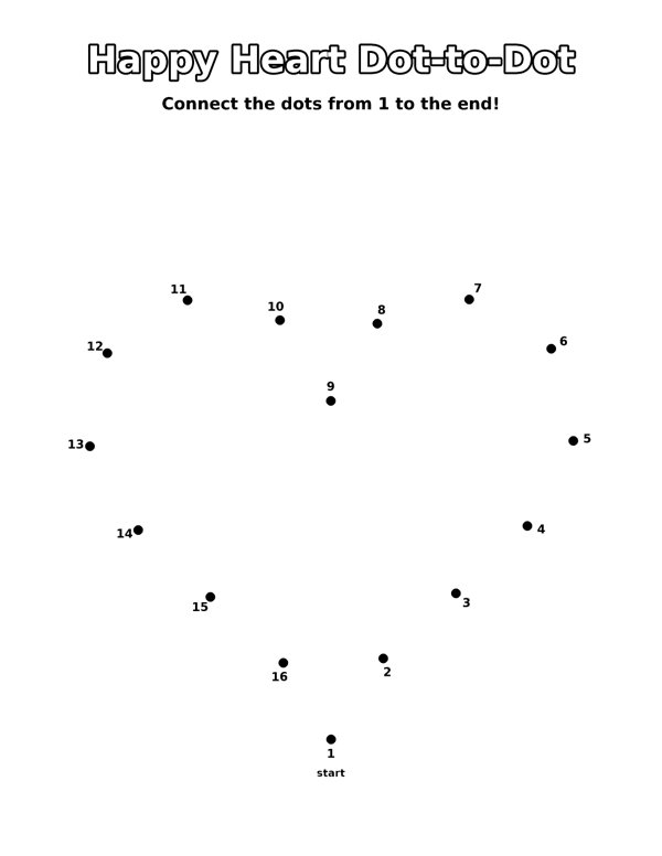 Happy Heart Dot-to-Dot coloring page