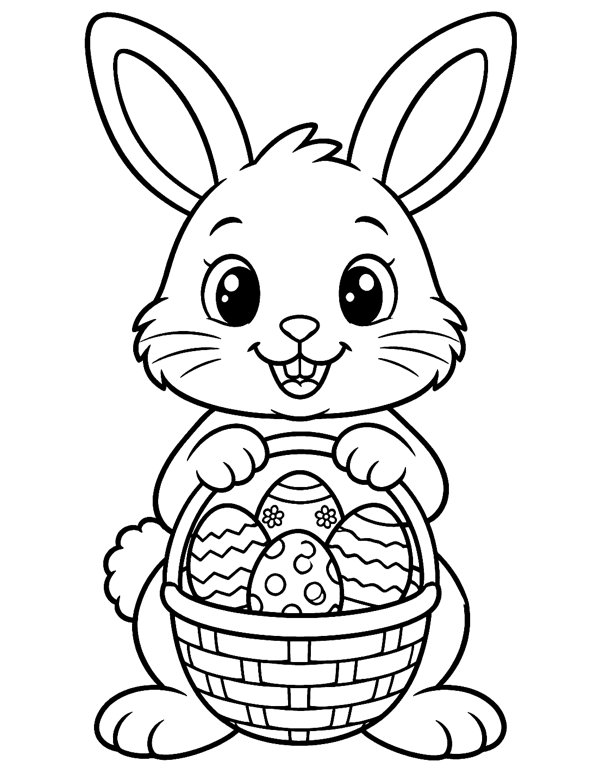 Easter Bunny with Eggs coloring page