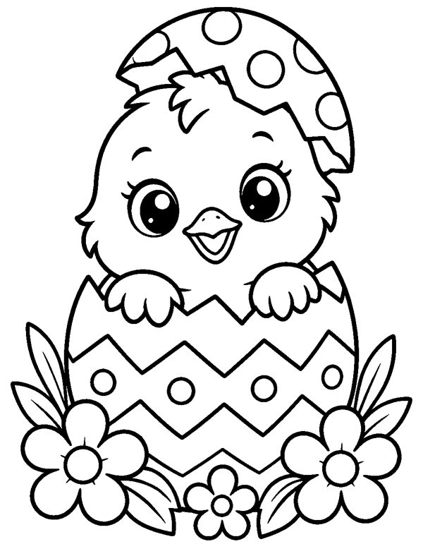 Easter Chick in an Egg coloring page