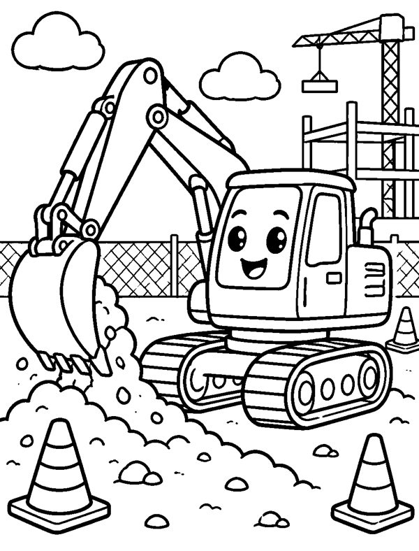 Excavator Digging coloring page