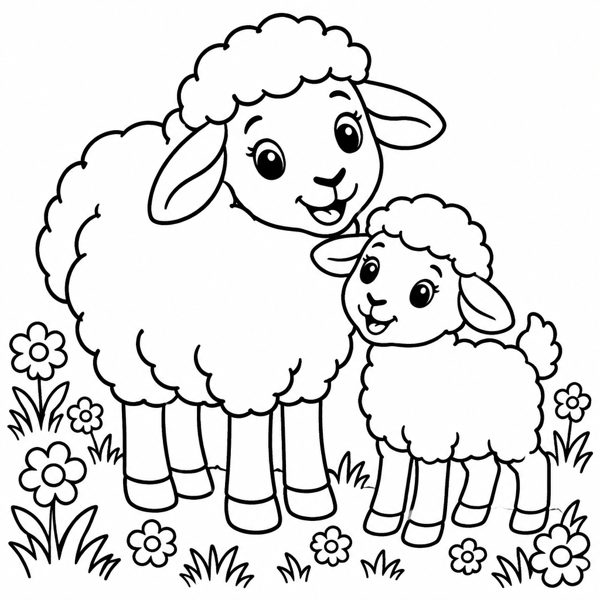 Sheep and Little Lamb coloring page