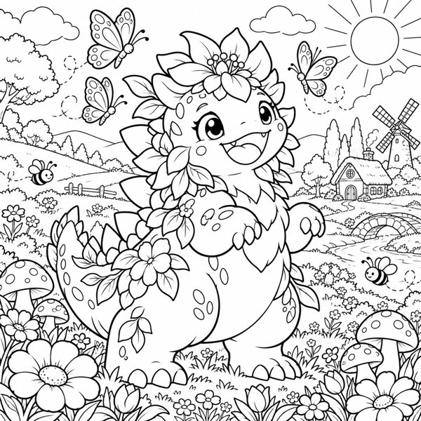 Petal — Flower Meadow WunderBeast coloring page