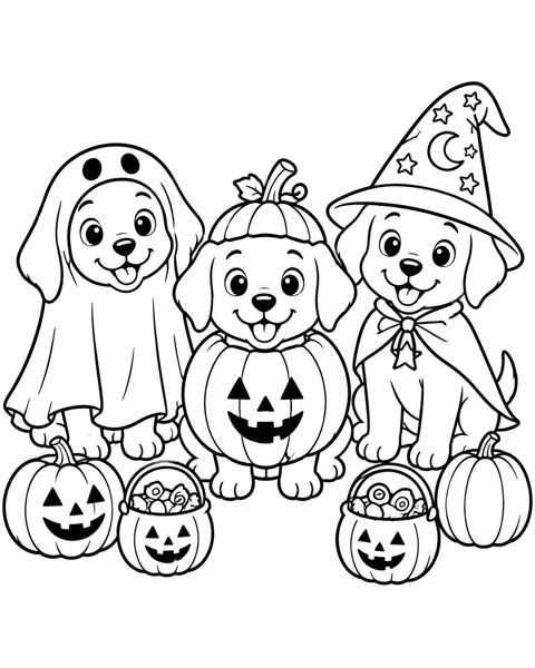 Halloween Puppy Costume Party coloring page