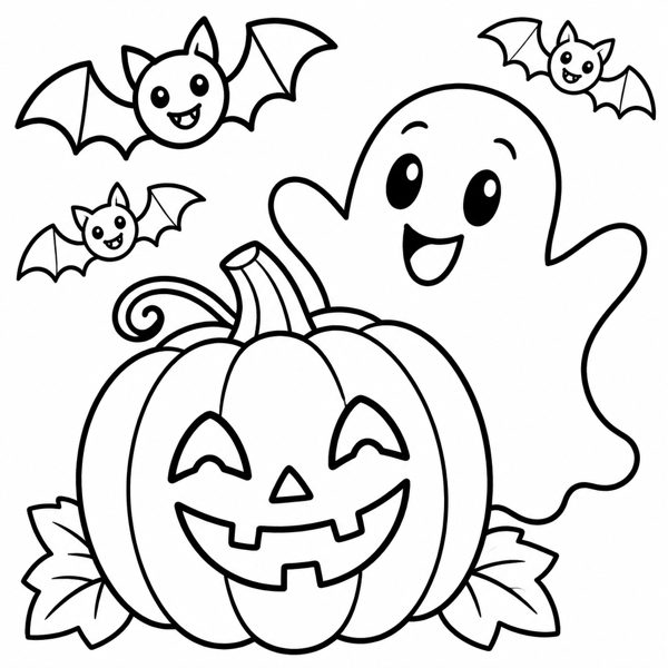 Pumpkin and Friendly Ghost coloring page