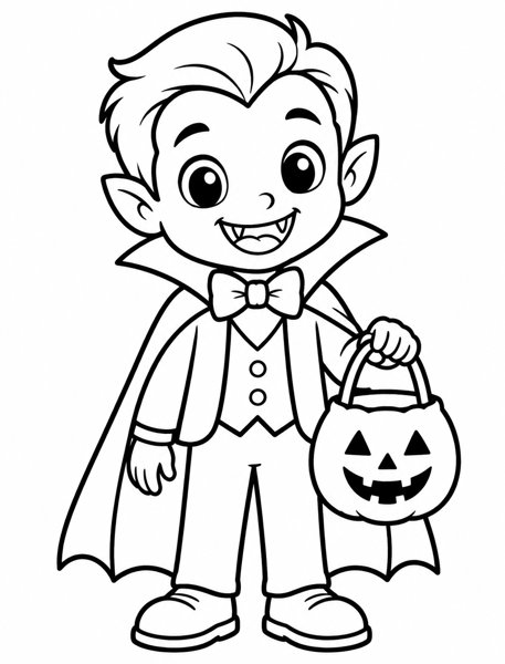 Little Vampire Trick-or-Treat coloring page