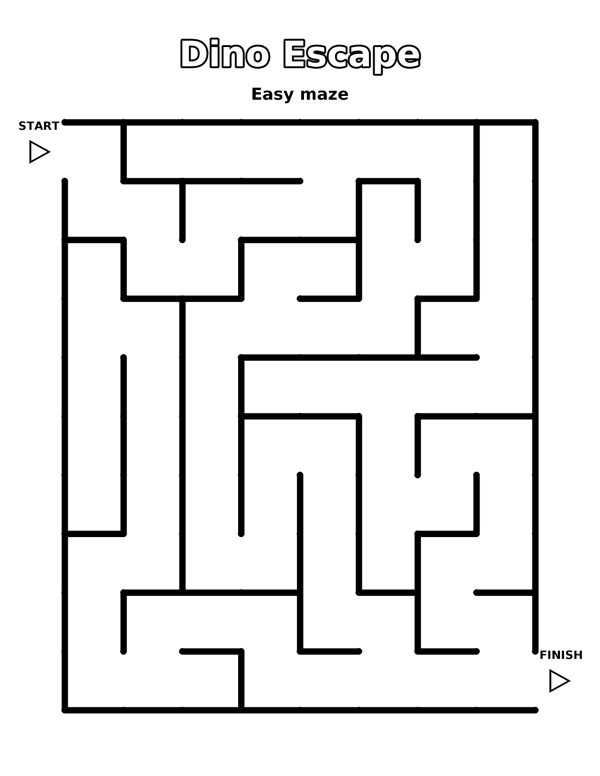 Dino Escape (Easy) coloring page