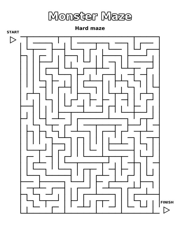 Monster Maze (Hard) coloring page
