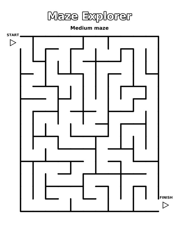 Maze Explorer (Medium) coloring page