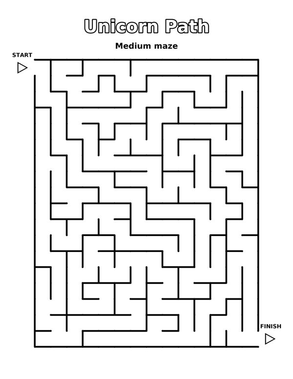 Unicorn Path (Medium) coloring page