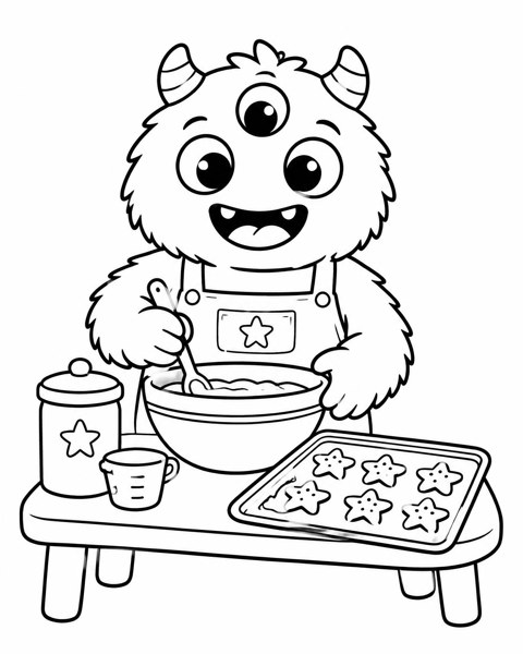 Monster Cookie Baker coloring page