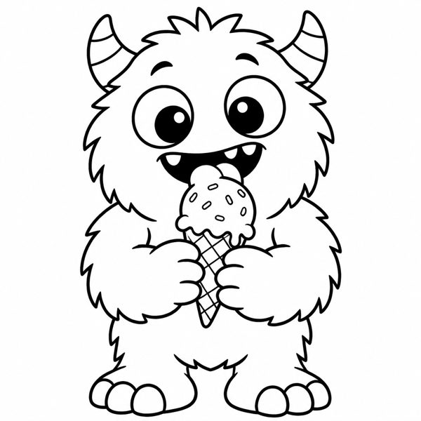 Monster Loves Ice Cream coloring page