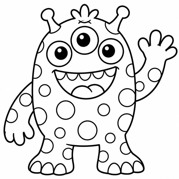 Silly Three-Eyed Monster coloring page