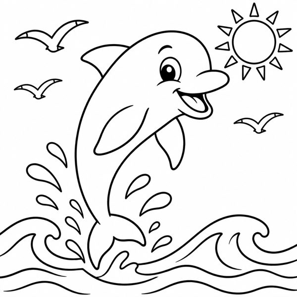 Jumping Dolphin coloring page