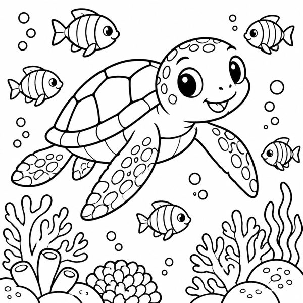 Sea Turtle Swim coloring page