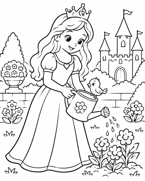 Princess Castle Garden coloring page