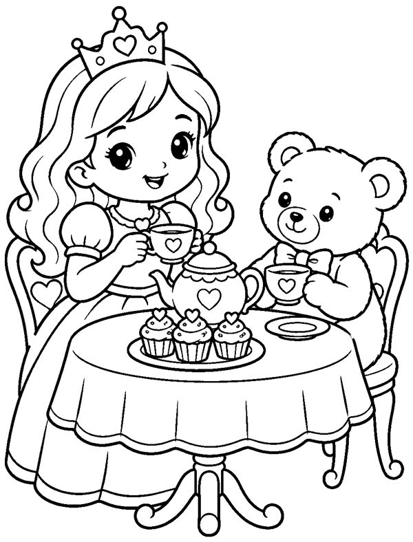 Princess Tea Party coloring page