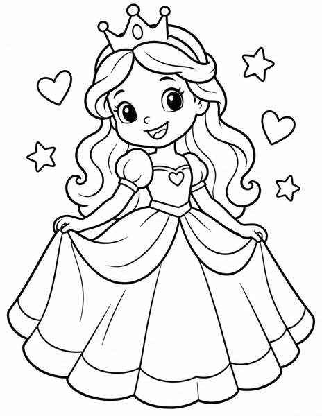 Princess in Her Gown coloring page