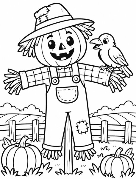Pumpkin Scarecrow coloring page