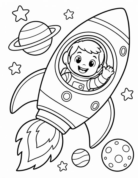 Rocket to Space coloring page