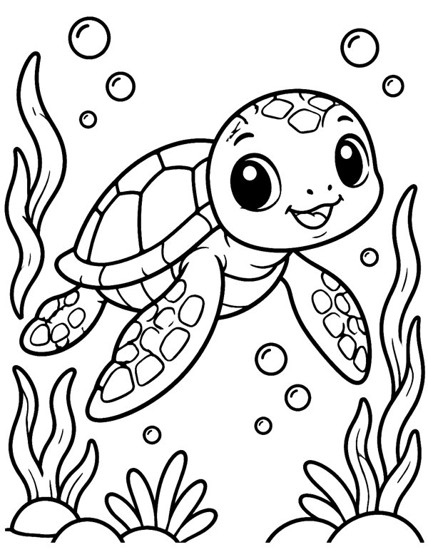 Sea Turtle Swimming coloring page