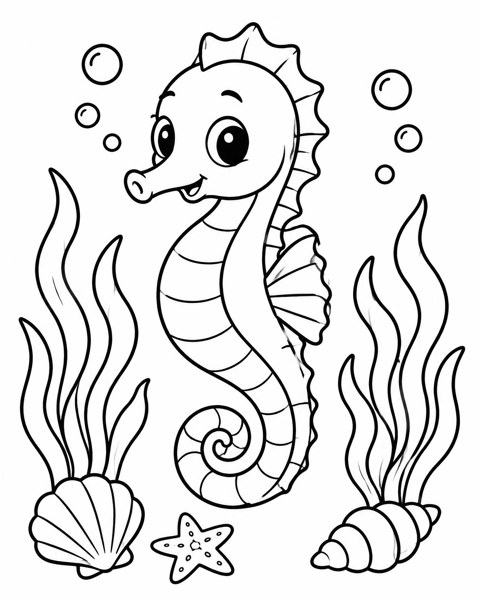 Seahorse Coral Garden coloring page