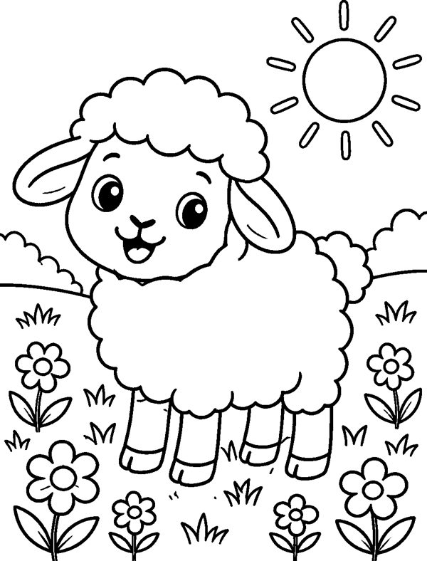 Sheep in the Meadow coloring page