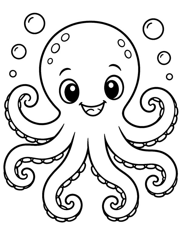 Smiling Octopus coloring page