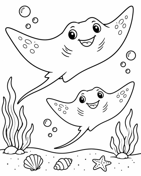 Stingray Ocean Friends coloring page