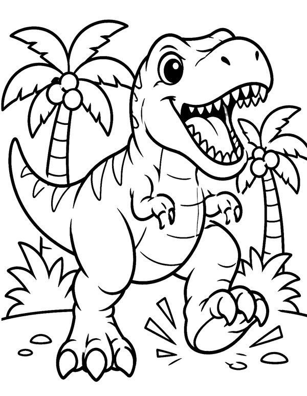T-Rex Stomping coloring page