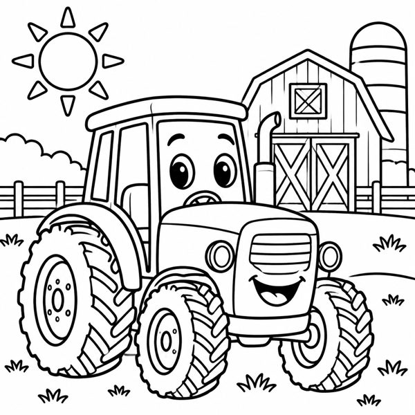 Happy Tractor coloring page
