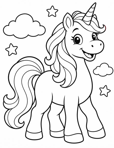 Happy Unicorn coloring page