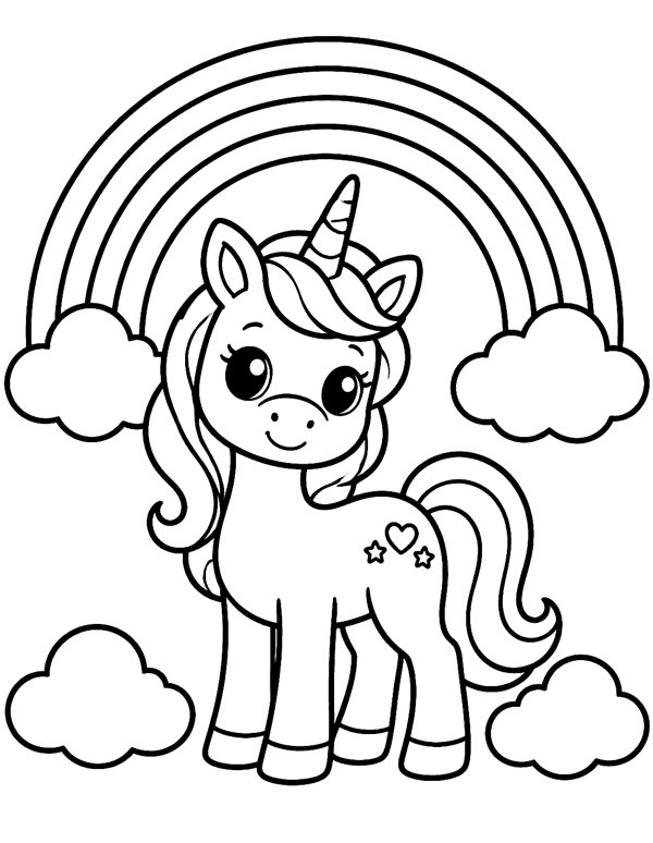 Unicorn with Rainbow coloring page
